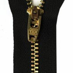 YKK - #4 Brass Jean Zipper, 7" - Black - gatherhereonline.com