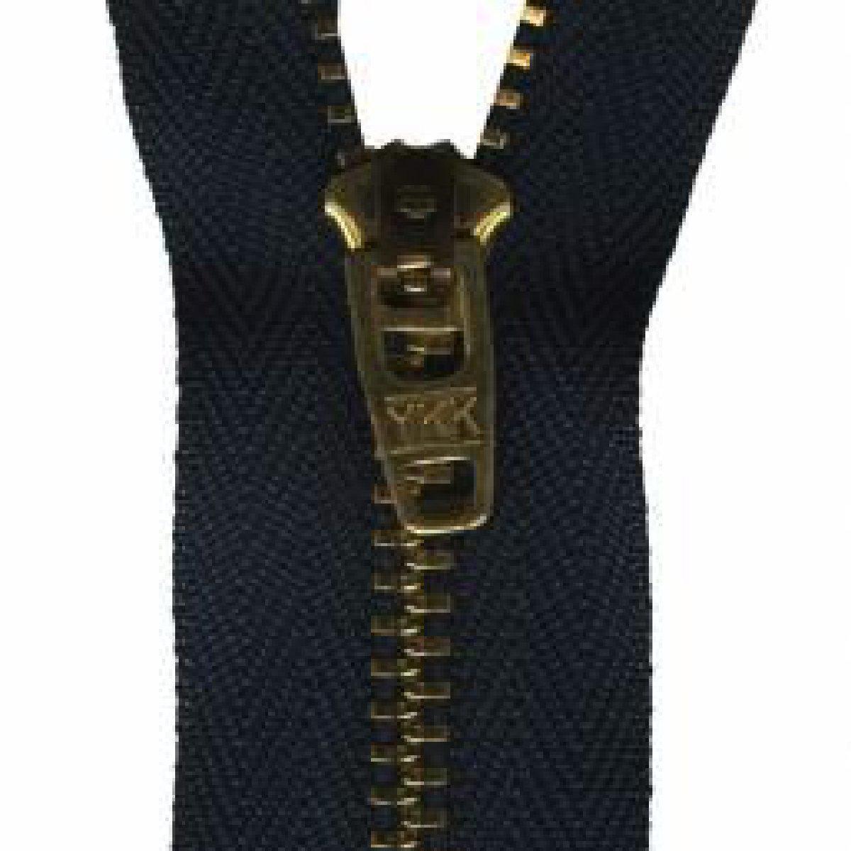 YKK - #4 Brass Jean Zipper, 7" - Navy - gatherhereonline.com