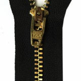 YKK - #4 Brass Jean Zipper, 9" - Black - gatherhereonline.com