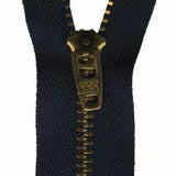 YKK - #4 Brass Jean Zipper, 9" - Navy - gatherhereonline.com