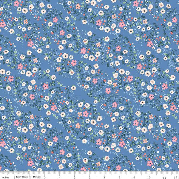 Riley Blake Designs-Floral Blue-fabric-gather here online