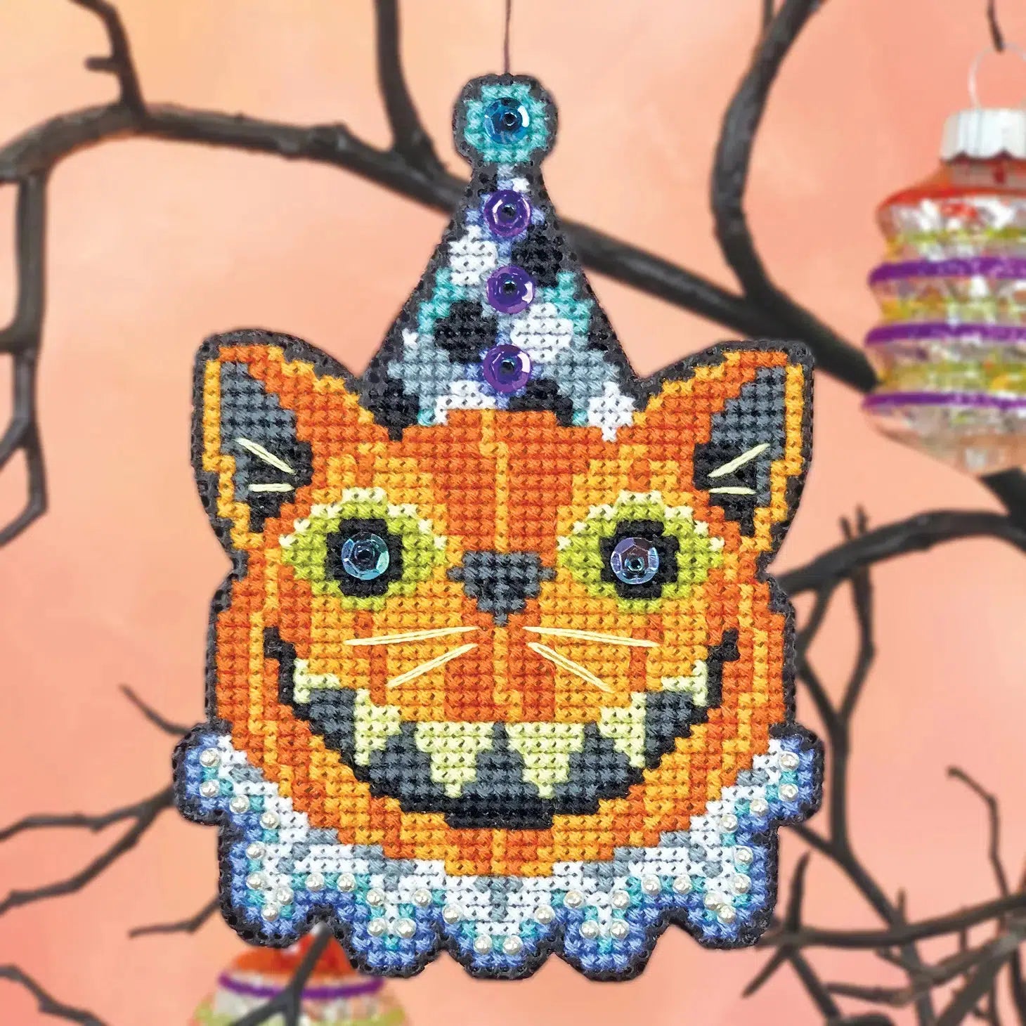 Cat-O-Lantern Cross Stitch Ornament Kit