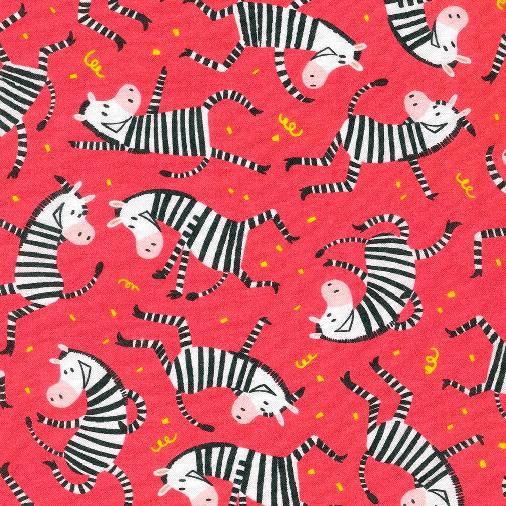 Robert Kaufman-Groovy Zebras on Red-fabric-gather here online