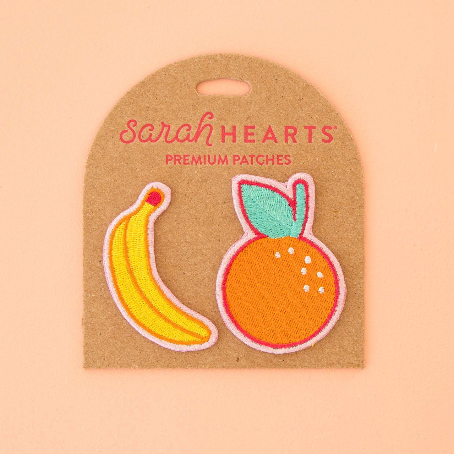 Sarah Hearts-Embroidered Patches - Banana & Orange - 2 Pack-accessory-gather here online