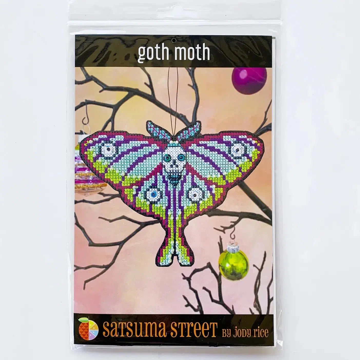 Satsuma Street-Goth Moth Cross Stitch Ornament Kit-xstitch kit-gather here online