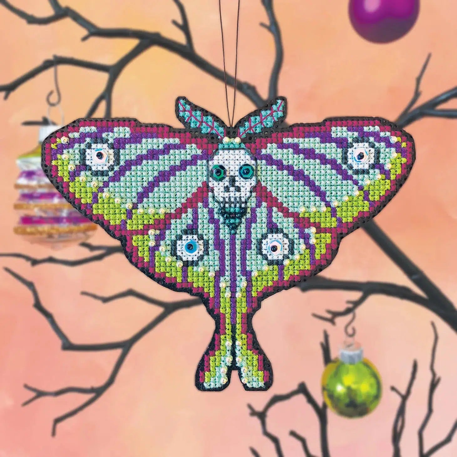 Satsuma Street-Goth Moth Cross Stitch Ornament Kit-xstitch kit-gather here online