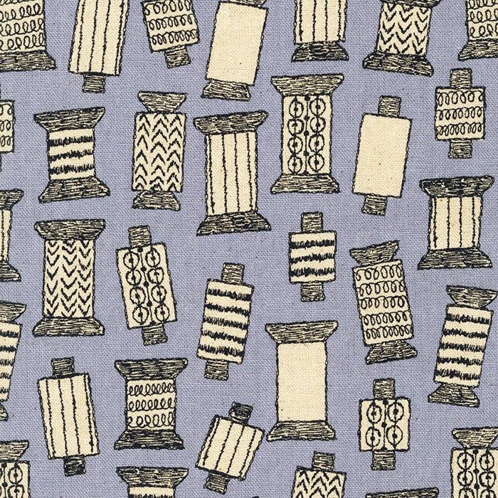 Robert Kaufman-Scribbled Spools Grey on Lightweight Cotton/Linen Canvas-fabric-gather here online
