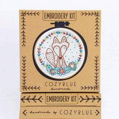CozyBlue - Crafty Fox Embroidery Kit - Default - gatherhereonline.com