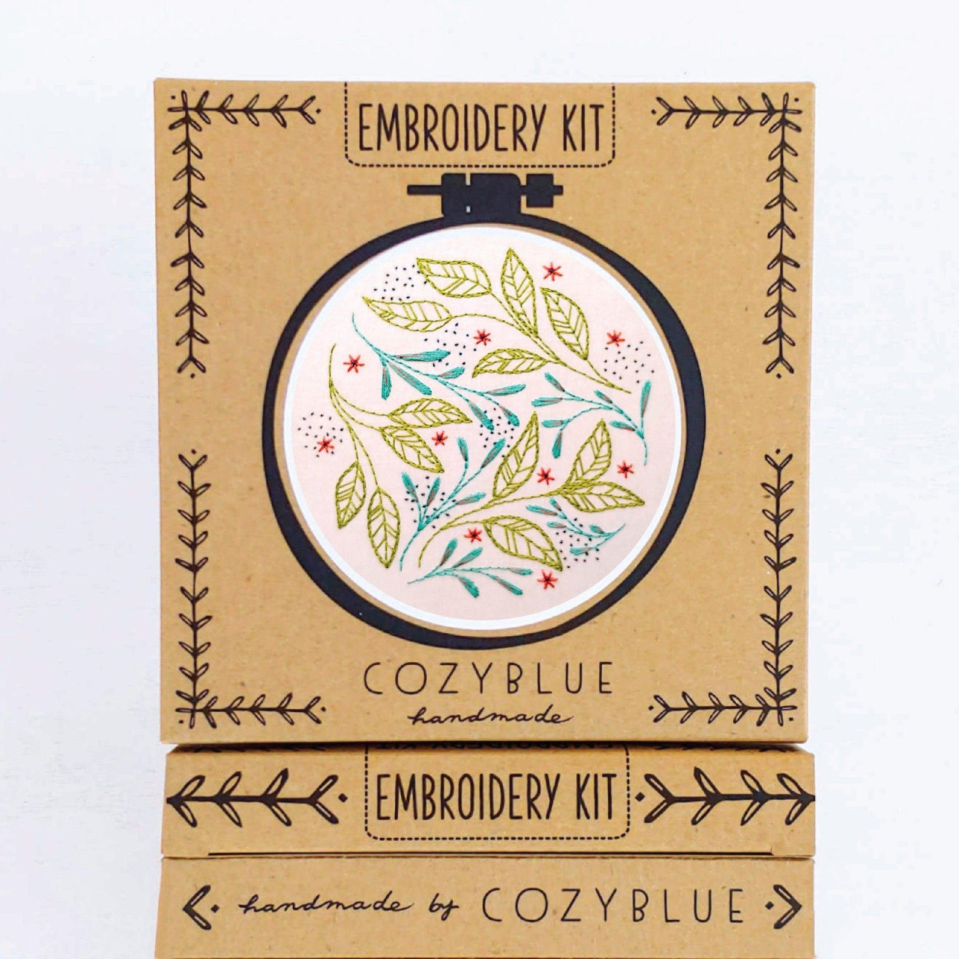 CozyBlue - Leaf Dance embroidery kit - Default - gatherhereonline.com