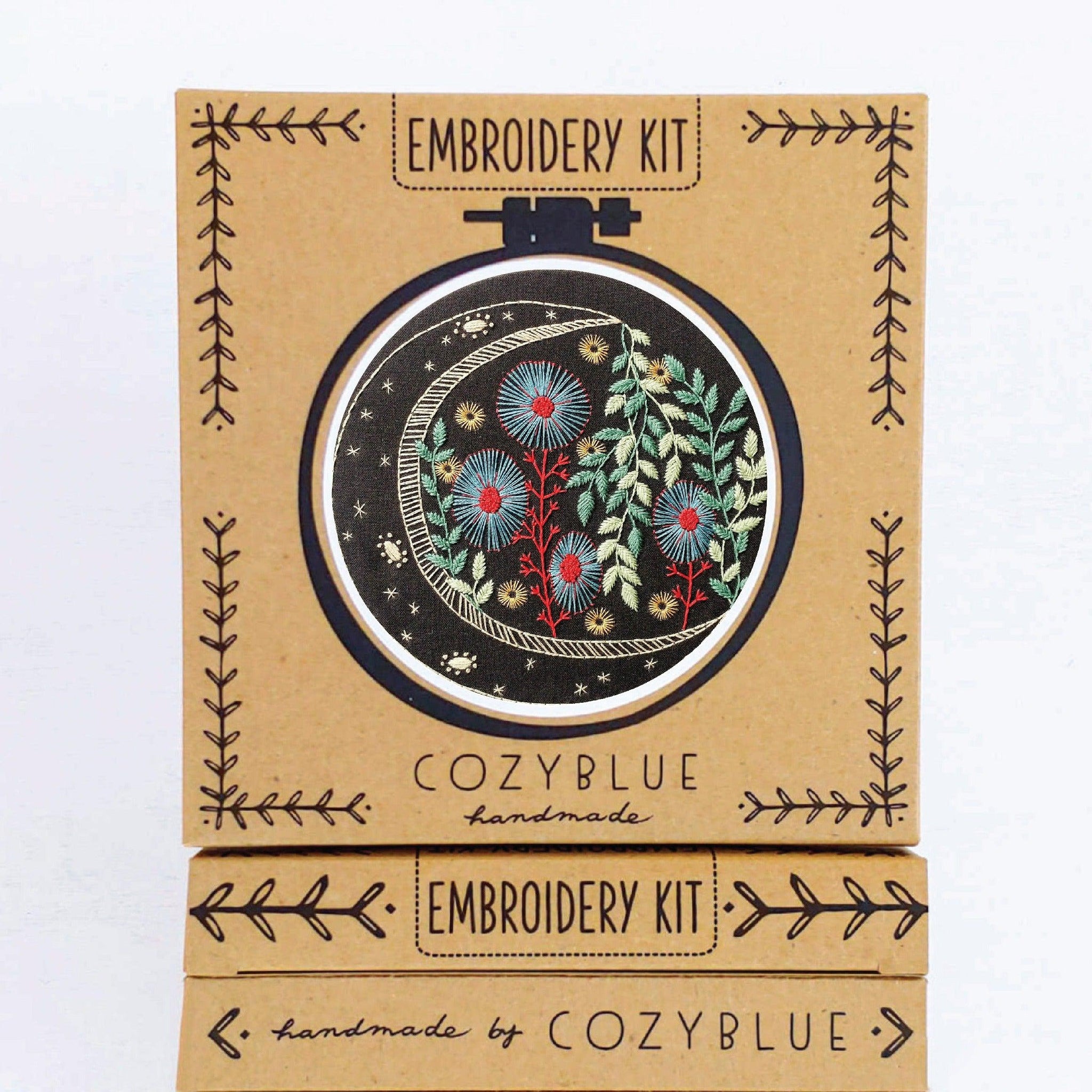 CozyBlue - Night Garden Embroidery Kit - Default - gatherhereonline.com