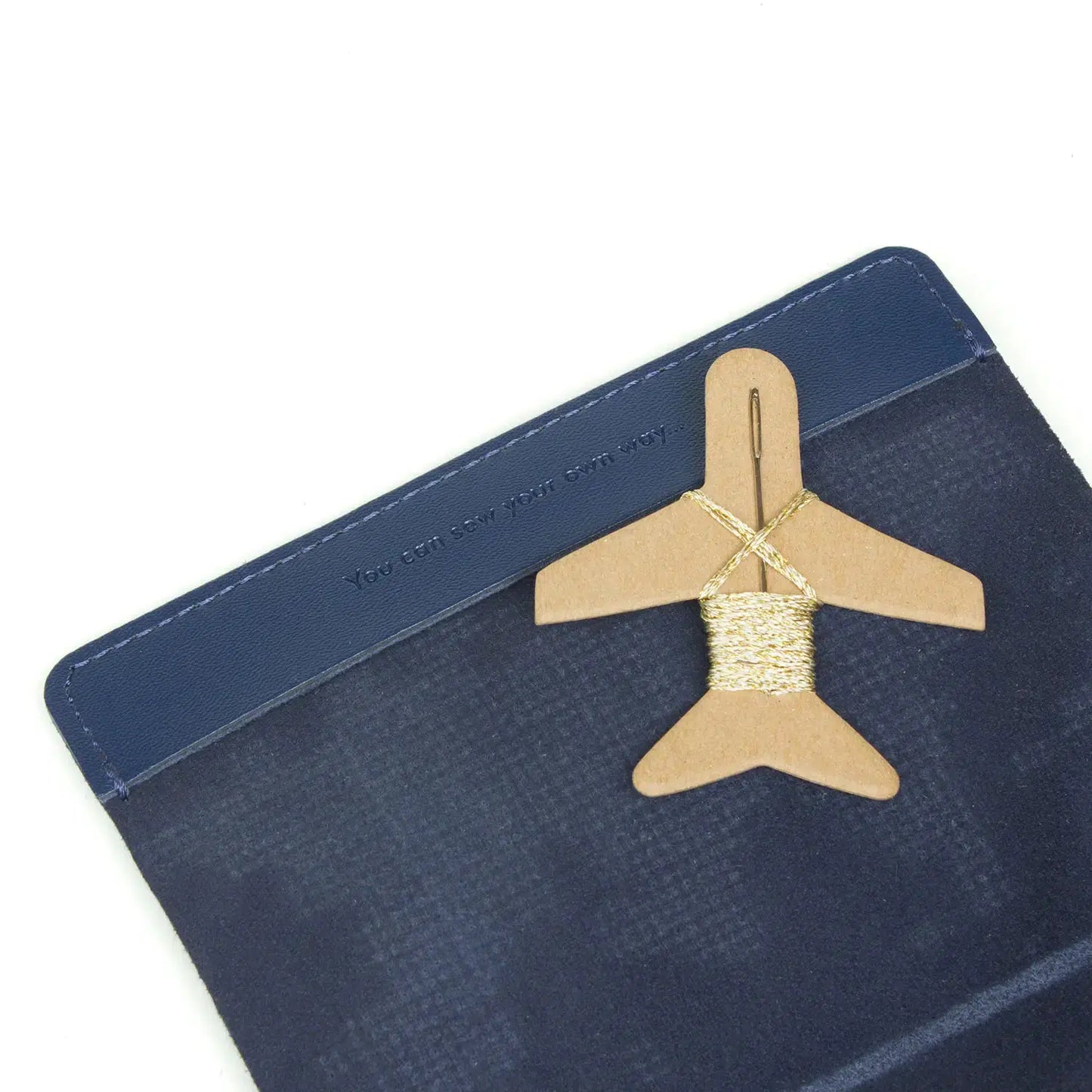 Chasing Threads-DIY Stitch Where You've Been Passport Cover Kit - Navy Leather-xstitch kit-gather here online