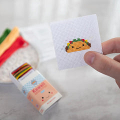 Marvling Bros-Kawaii Taco Mini Cross Stitch Kit in a Matchbox-xstitch kit-gather here online