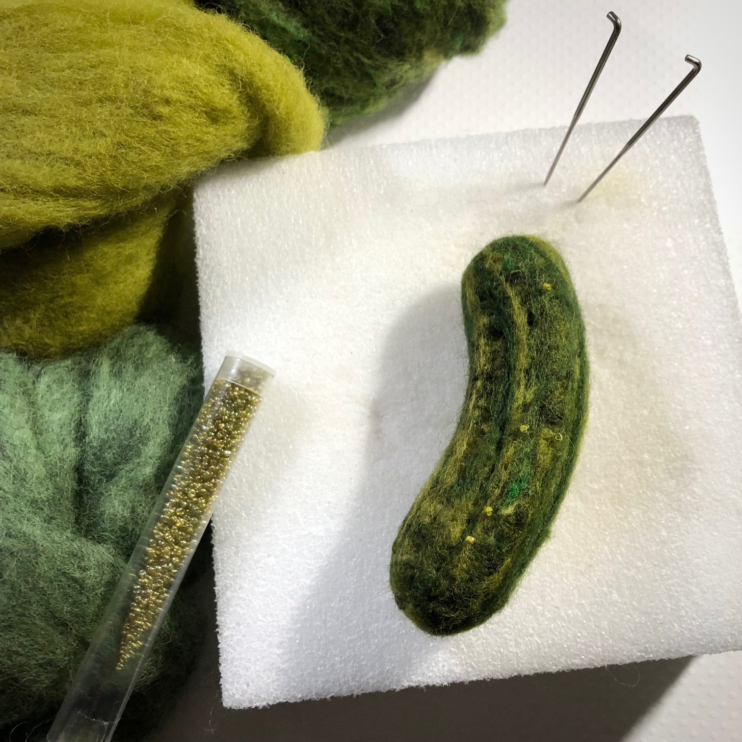 gather here classes-Needle Felted Pickle Ornament-class-gather here online