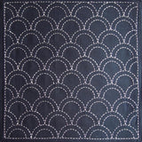 Olympus-Sashiko Sampler, No. 207 - Seikaiha Navy-embroidery pattern-gather here online