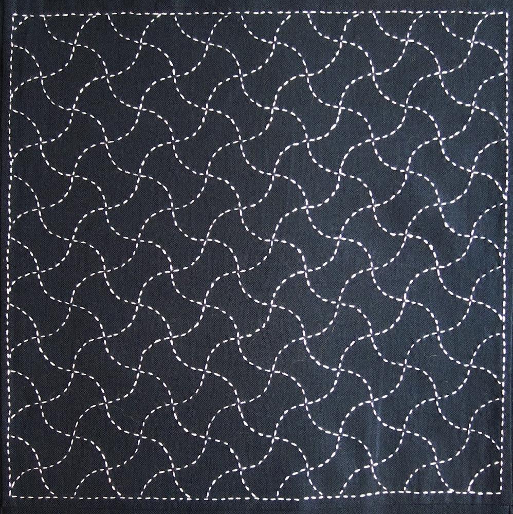 Olympus-Sashiko Sampler, No. 211 - Fundo-Tsunagi Navy-embroidery pattern-gather here online