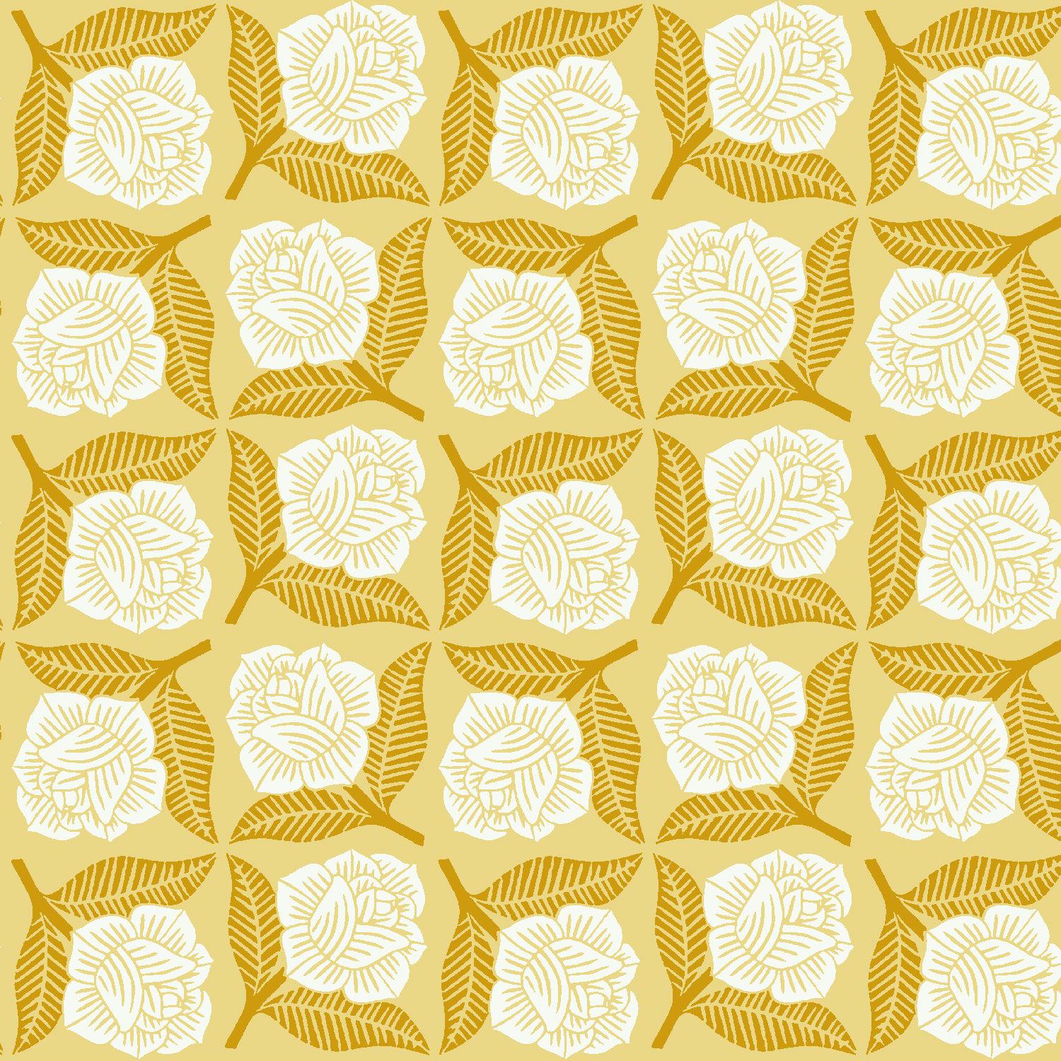 Cotton + Steel-Sweet Rose Yellow Canvas-fabric-gather here online