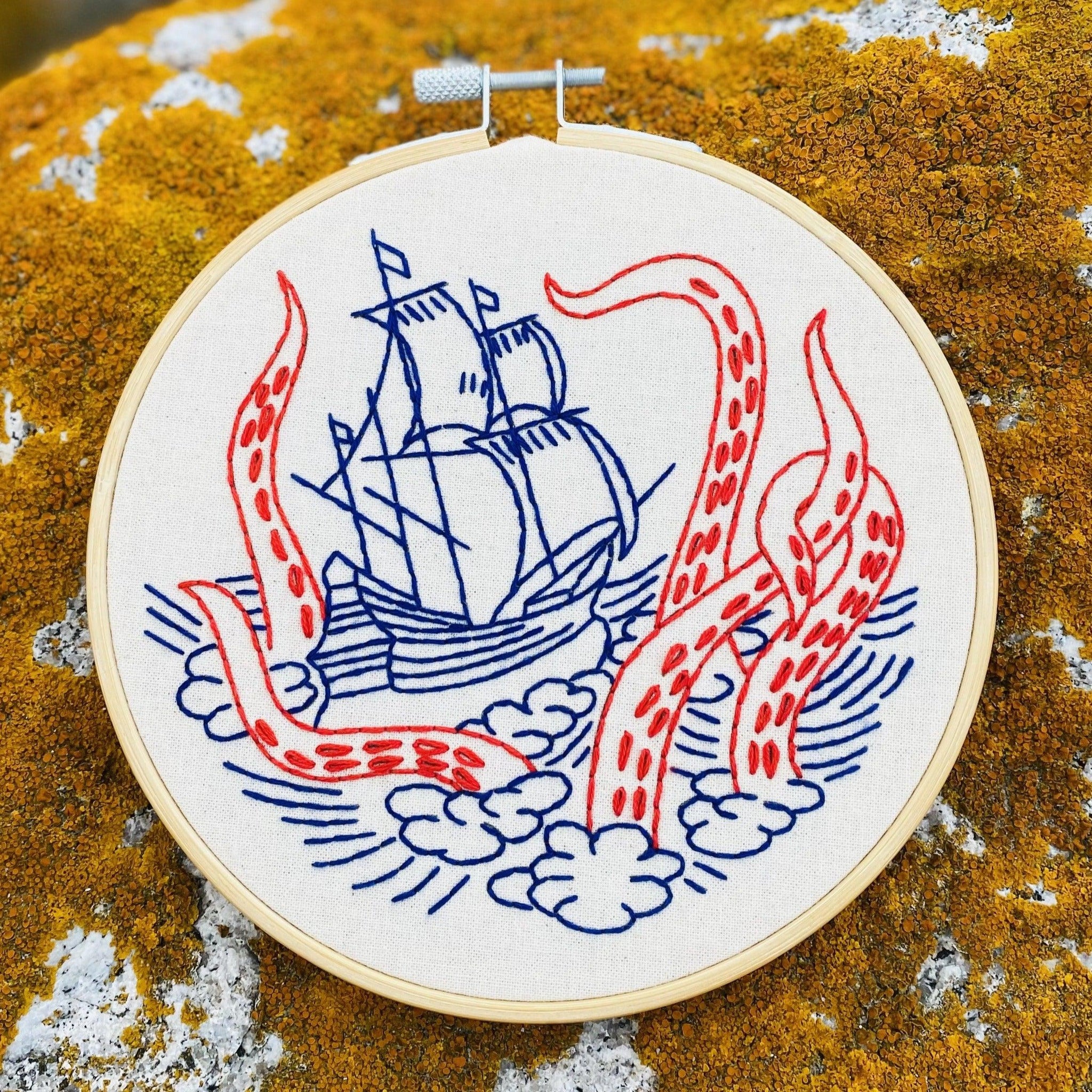 Hook, Line & Tinker-Release The Kraken Embroidery Kit-embroidery kit-gather here online