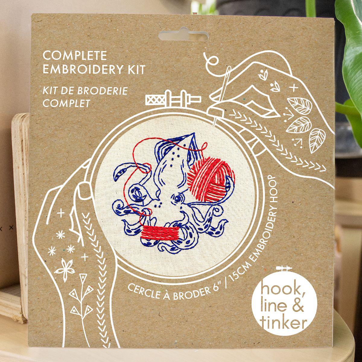 Hook, Line & Tinker-Squid Balling Yarn Embroidery Kit-embroidery kit-gather here online