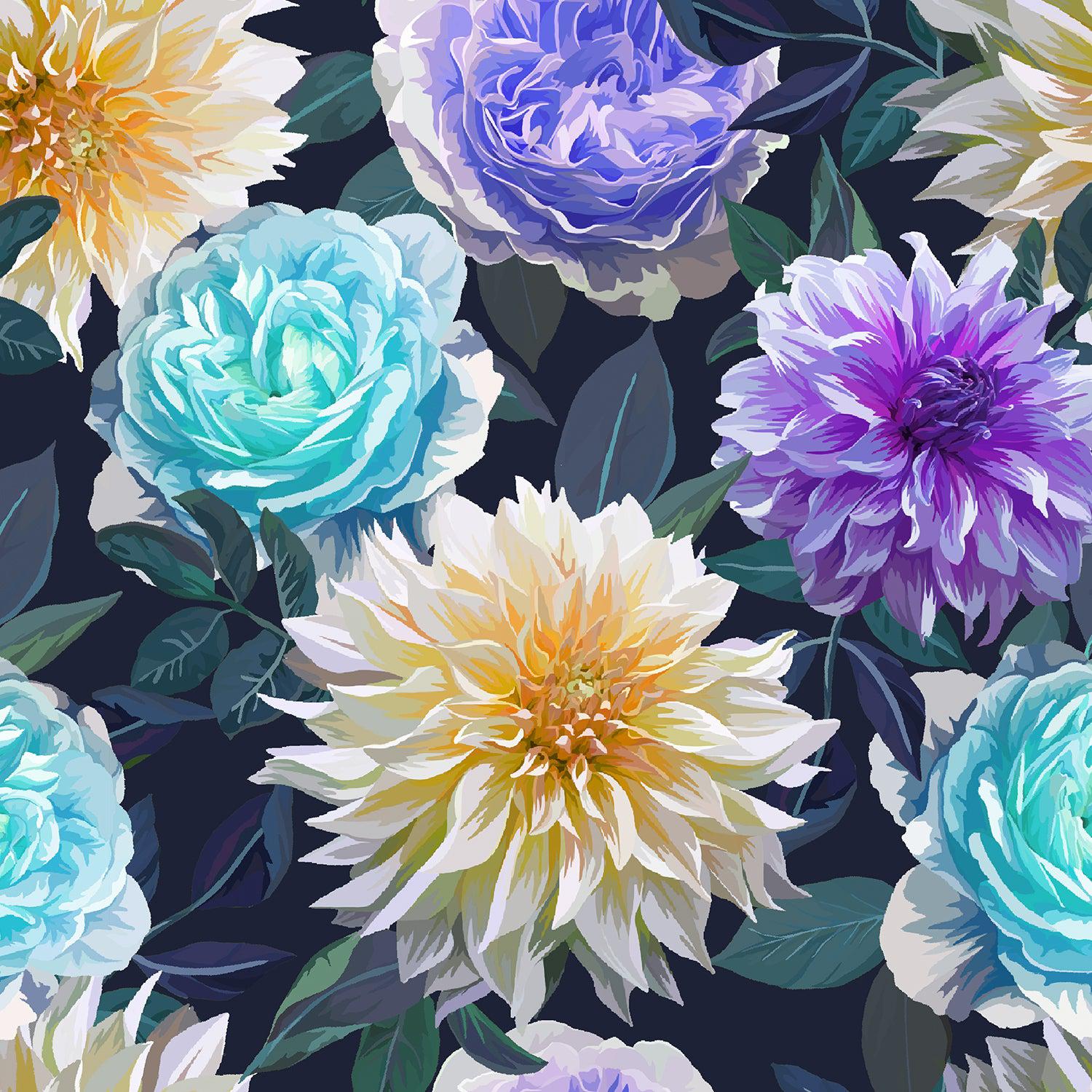 RJR-Dreaming of Dahlias Moonlit Blue-fabric-gather here online