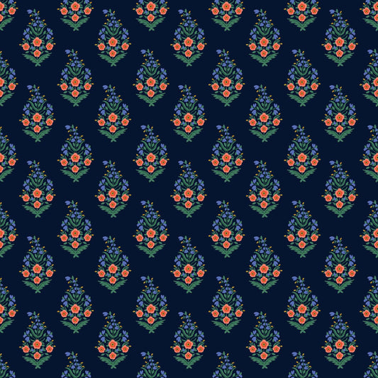 Cotton + Steel-Paisley Navy Metallic-fabric-gather here online