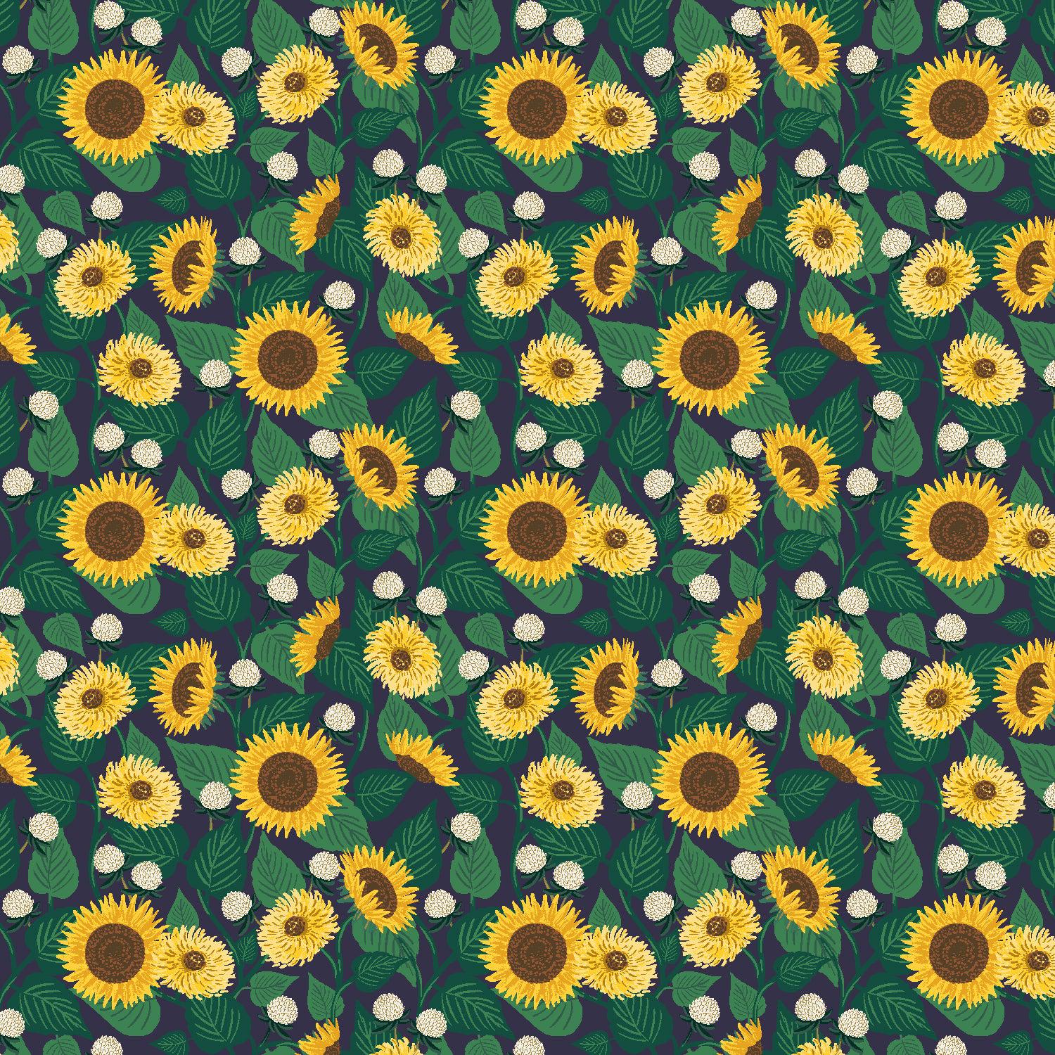 Cotton + Steel-Sunflower Fields Navy-fabric-gather here online