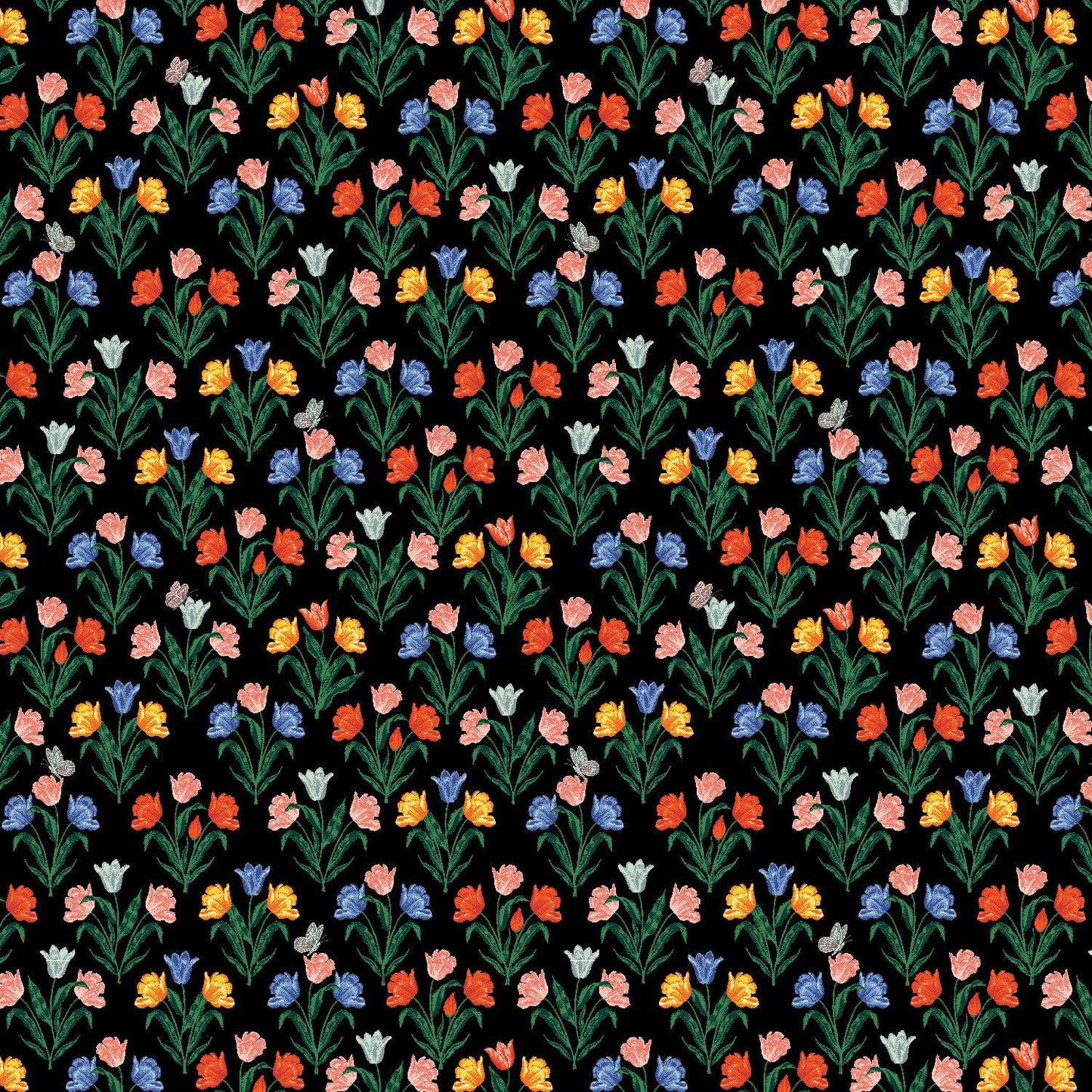 Cotton + Steel-Tulips Black-fabric-gather here online