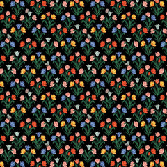 Cotton + Steel-Tulips Black-fabric-gather here online