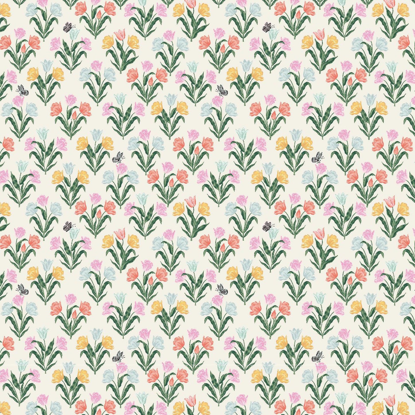 Cotton + Steel-Tulips White-fabric-gather here online