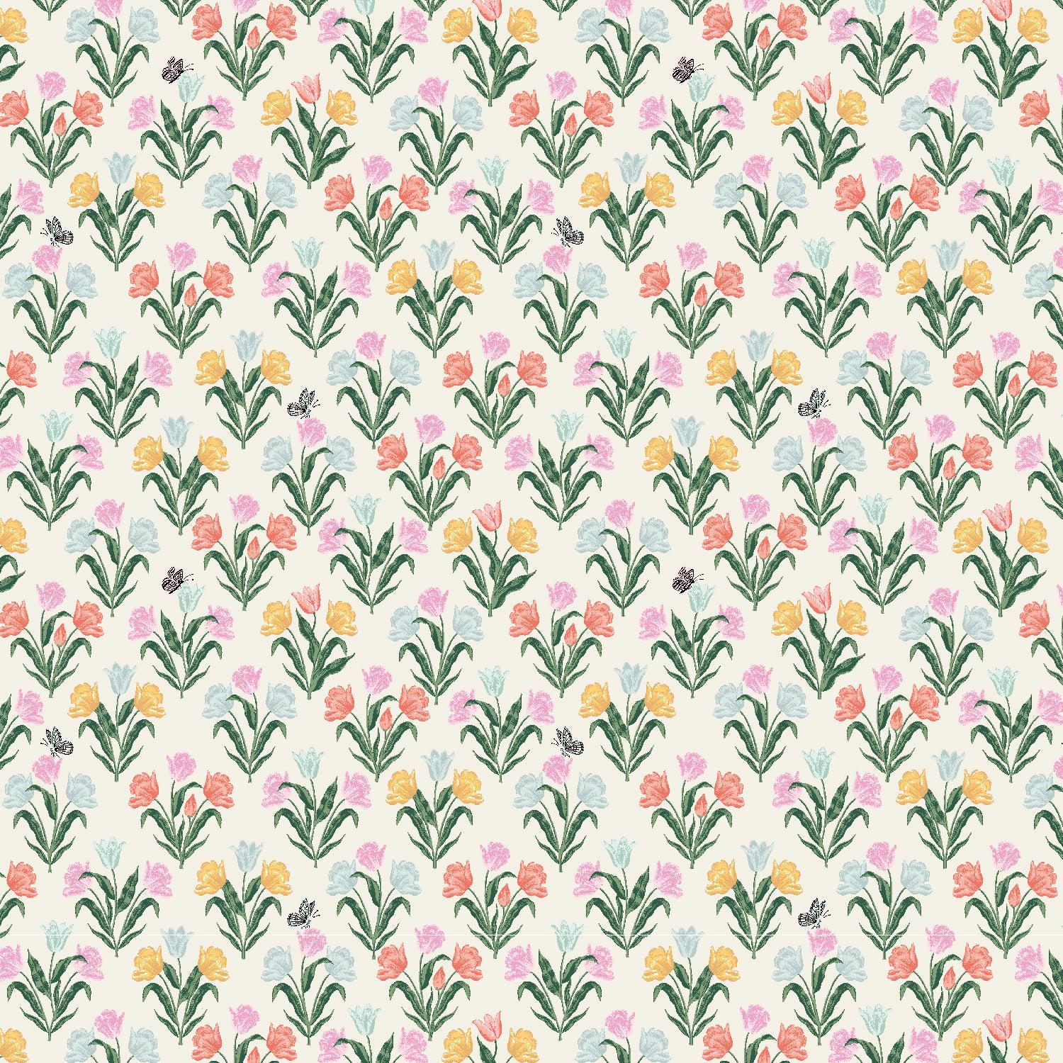 Cotton + Steel-Tulips White-fabric-gather here online