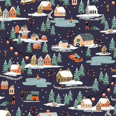 Cotton + Steel-Holiday Village Navy-fabric-gather here online