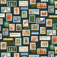 Cotton + Steel-Holiday Stamps Evergreen Metallic-fabric-gather here online